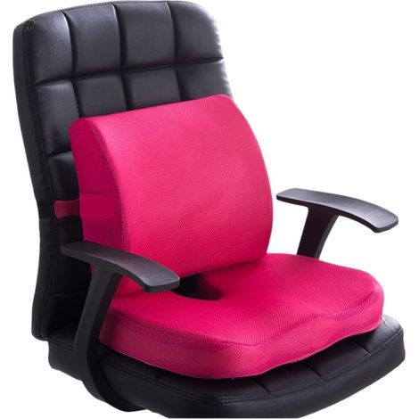 Coussin de siège confortable et soutenant pour soulager la pression sur les jambes et les douleurs dorsales, coussin universel pour voiture, chaise de bureau, ensemble en maille rose