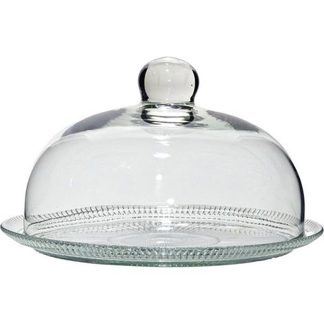 TrAdE Shop Traesio - Piatto Torta Con Campana Trasparente ø30 X H18 Cm In Vetro Soffiato Design Raffinato - (1/3)