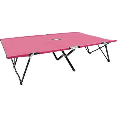 vidaXL Chaise longue pliable 2 places rose acier (1/5)