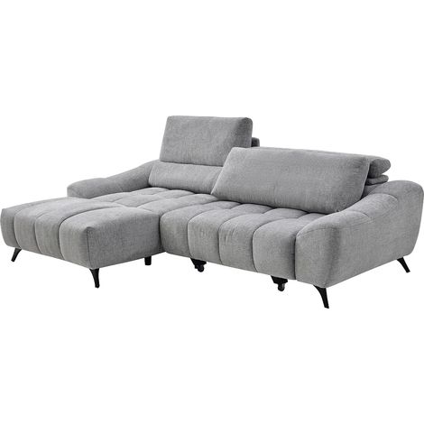 Canapé d'angle gauche relax avec assise coulissante en tissu gris ELOSIA (1/5)