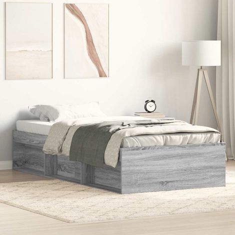 vidaXL Giroletto senza Materasso Rovere Sonoma 90x190 cm (1/5)