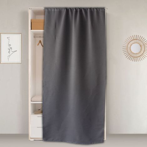 Rideau de Porte Occultant "Reglisse" 90x210cm Gris Foncé