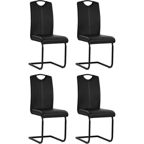 Chaises cantilever, lot de 4, similicuir noir (1/5)