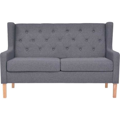 Divano a 2 Posti  Sofa in Tessuto Grigio (1/5)