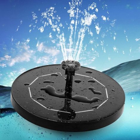 Fontaine solaire flottante pour bassin avec panneau solaire, pompe à eau avec batterie intégrée de 3,5 W et 1500 mAh et 6 styles de jet.