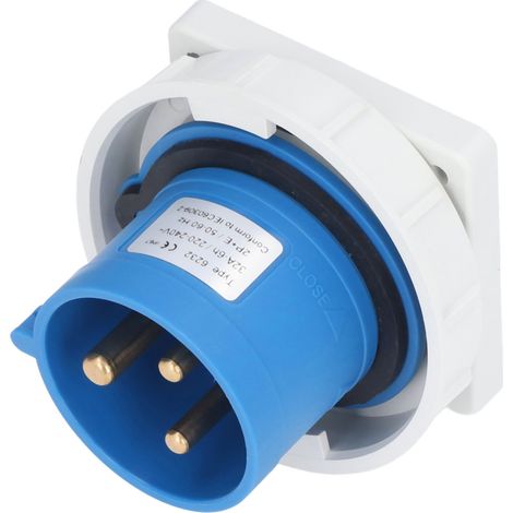 Prise industrielle étanche IP67, connecteur aéronautique en laiton à contacts 2P+T 32A 220-240V