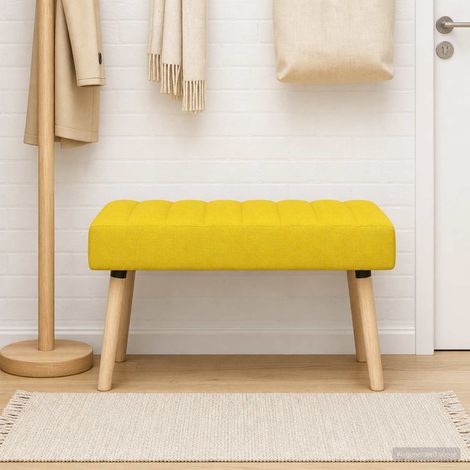 vidaXL Banc capitonné canal Jaune clair 80 x 40 x 46 cm Tissu (1/5)