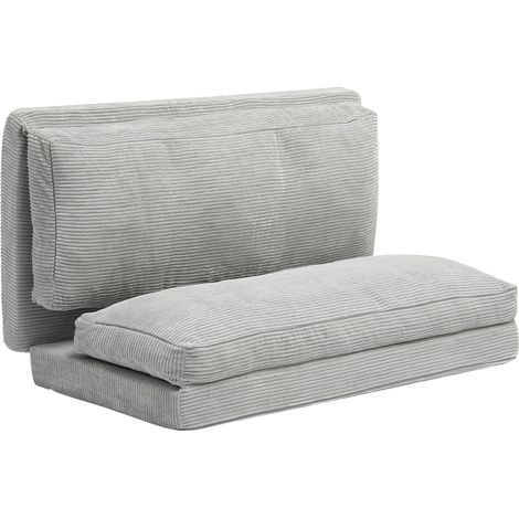 VEVOR Divano Letto Pieghevole con 3 Cuscini e Fodera Lavabile, Poltrona Letto Trasformabile in Memory Foam ad Alta Densita 25D, Divano Futon per Soggiorno, Camera da Letto, Grigio Chiaro Matrimoniale
