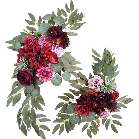 Swags de fleurs artificielles, roses élégantes, arc de mariage, pour Arrangement, décoration d'arrière-plan (1/5)