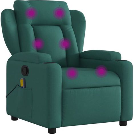 Fauteuil de massage inclinable en tissu vert foncé (1/5)