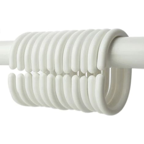 Paquet de 12 crochets de rideau de douche cintre en plastique anneau bain drapé boucle fermoir