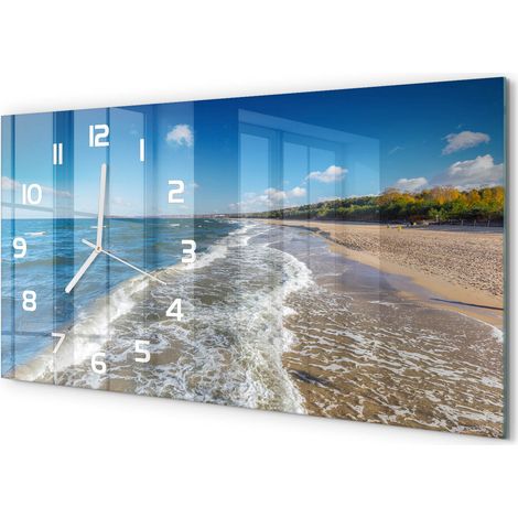 Horloge Murale Panoramique en Verre 60x30 cm Décorative Moderne Salon Cuisine Mer Baltique (1/5)