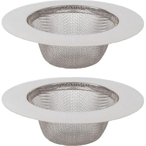 Lot de 2 crépines de douche en acier inoxydable, crépine d'évier, crépine de cuisine, couleur argent