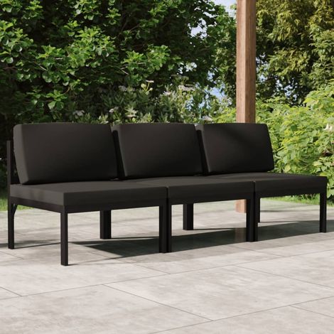 Sofá de jardín de 3 plazas con cojines aluminio gris antracita (1/5)