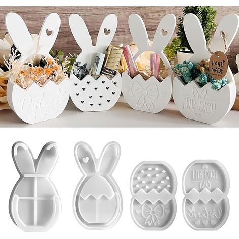Easter Silicone Mold Set 4 – Bunny, Basket & Flower for Candles and DIY Decoration Gift (1/5)