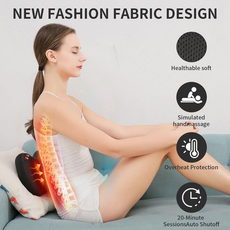 Appareil de massage dorsal, masseur de nuque Shiatsu chauffant, masseur électrique pour les épaules, le dos et les jambes, massage des tissus profonds par pétrissage pour soulager les muscles, coussin (1/5)