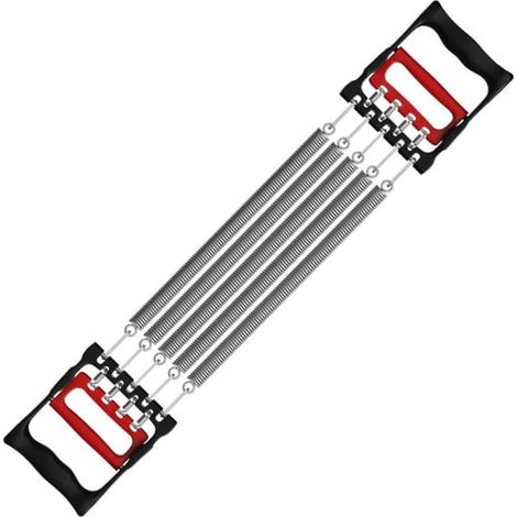 Appareil extension poitrine 2en1 basique noir rouge, ressort acier résistance réglable tubes amovibles, poignée ABS portable maison sport voyage (1/5)