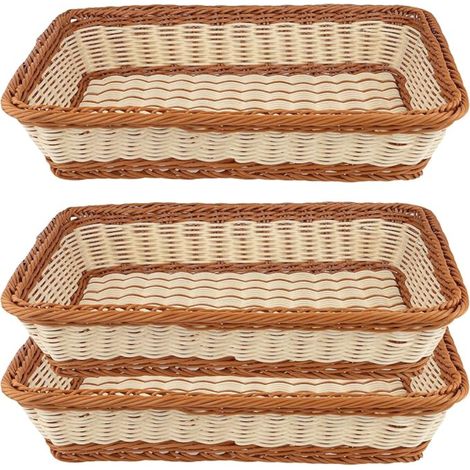 Paniers à Pain en Plastique - Corbeille Rectangulaire 40x30x8 cm Osier pour Maison, Restaurant, Fruits, Légumes (1/5)
