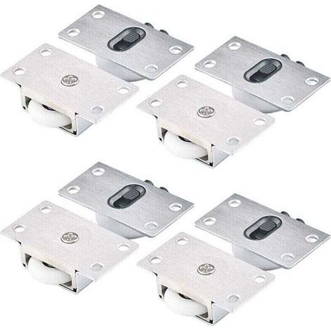 4 Paires Roues à Rouleaux pour Armoire Roues à Rouleaux pour Porte Coulissante Roulettes Placard Coulissant Galet de Armoire Porte Galet de Roulement (1/4)