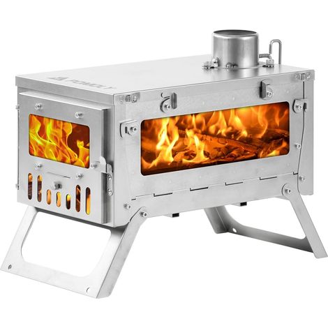 Camping Wood Stove for Hot Tent, Ti Mini 0.6 Portable Lightweight Titanium Stove for Hiking Cooking Heating (Stove Hose 2m/6.56ft) (1/5)