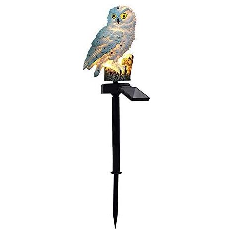 Lampes de jardin à énergie solaire, forme de hibou étanche extérieur lumière solaire LED décoration lanternes lumières de paysage pour chemin pelouse cour jardin (blanc) [Classe énergétique A+++] (1/4)