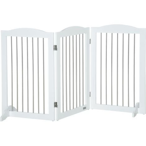 Cancelletto per cani pieghevole a 3 pannelli in MDF bianco MODENUIT 154 x 30 x 80 cm (1/5)