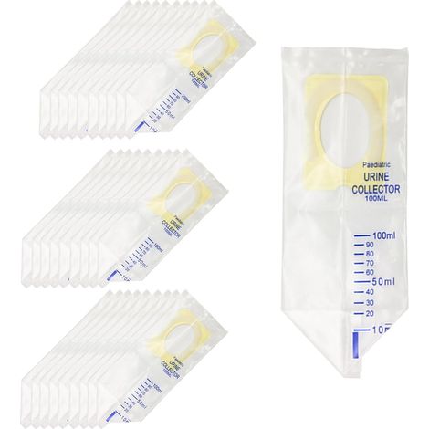 Lot de 30 sacs de recueil d'urine pédiatriques de 200 ml, jetables, pour les enfants en voyage et en camping. (1/5)