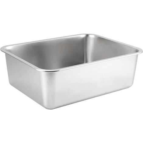 Rechteckige Katzentoilette aus Edelstahl, stoßfest, niedriger Einstieg und geräumig, Metall, Haustierzubehör - M 1- (1/5)