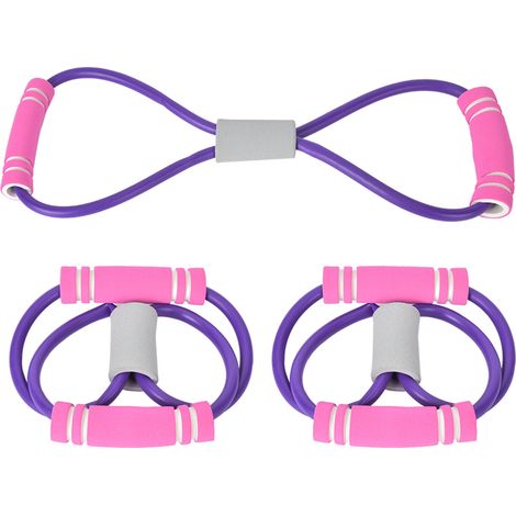Lot de 2 sangles élastiques en forme de 8 pour étirer la poitrine, idéales pour le yoga et le fitness (violet). (1/5)