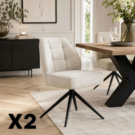Chaise de salle à manger beige chiné pivotante (x2) LUGANO (1/5)