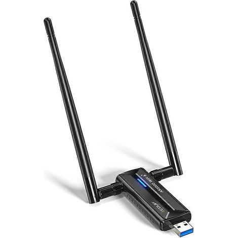 Adaptateur WiFi 6E AX1672 : carte réseau sans fil tri-bande 2,4 GHz/5 GHz/6 GHz avec antenne, 3 000 Mbps, USB 3.0 haut débit et antenne incluse. (1/5)