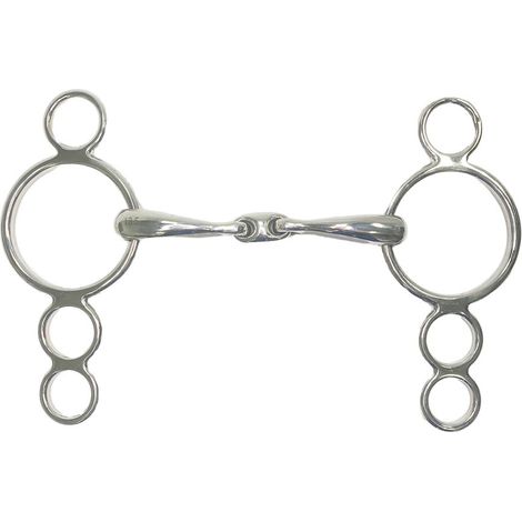 Kurvenförmiges Filet mit zentraler Edelstahl-Olive und 68 mm und 28 mm vollen 18 mm Ringen 13,5 cm