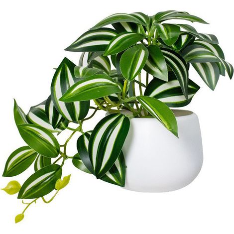 Mini plante artificielle Fougère blanche – Pot blanc 15.5 cm, style moderne pour décoration intérieure et extérieure (1/5)