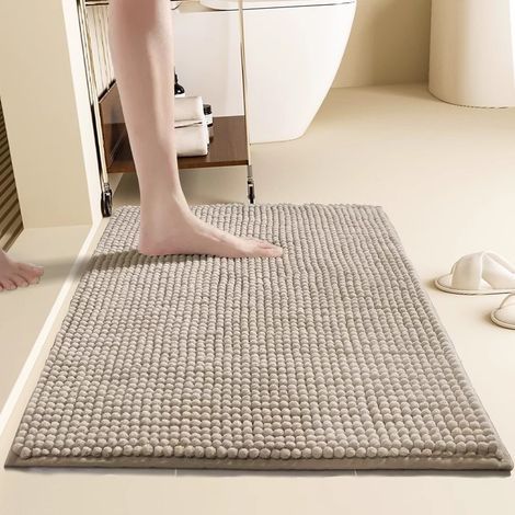 Badematte in Kamelhaar, 40 x 60 cm, superweiches Chenille, saugfähig, maschinenwaschbar, geeignet für Badezimmerböden, 1 Stück (1/5)