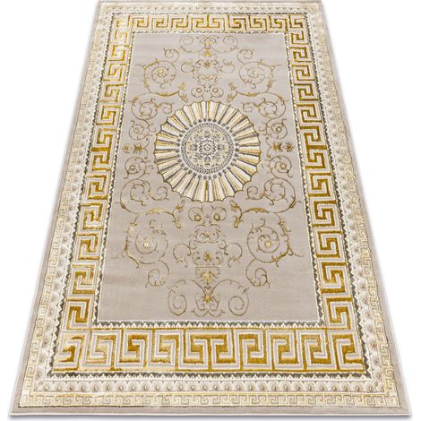 BLISS Z160AZ147 carpet dark beige / gold - Frame, greek, exclusive, structural yellow 160x220 cm