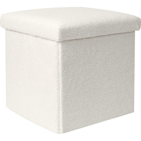 Intesi Vels Boucle weißer faltbarer Pouf (1/5)