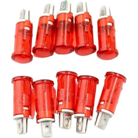 Lot de 10 voyants néon pour panneau 220V 110V 12/24V CC rouge vert jaune 10mm MDX-11A lampe de signalisation (1/5)