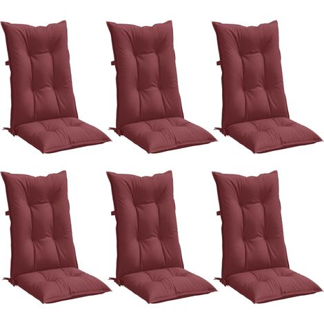 vidaXL Coussins de chaise dossier haut lot de 6 rouge bordeaux mélangé