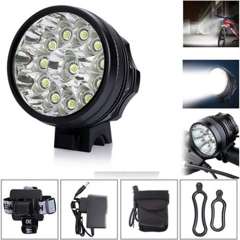 Eclairage Vélo - 9400 Lumens - 12xT6 LED - 3 Modes - Batterie - Noir (1/4)