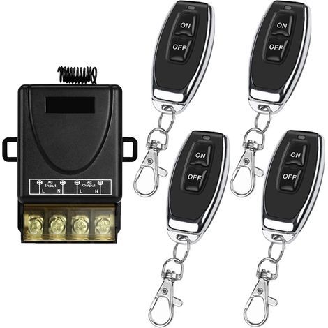 Interruttore di controllo remoto wireless a 433 MHz, corrente alternata 220 V 230 V 30 A, relè ricevitore e 4 trasmettitori per controllo radio di pompe idrauliche leggere, elettrodomestici e irrigazi (1/5)