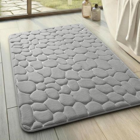 Tapis de Bain, 43x61 cm Gris Clair Tapis Salle de Bain antidérapant (1/5)