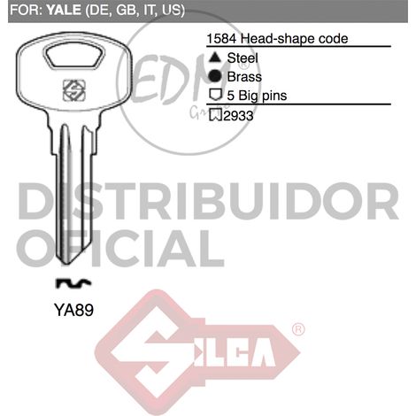 LLAVE DE ACERO PARA CILINDRO YA89 - YALE