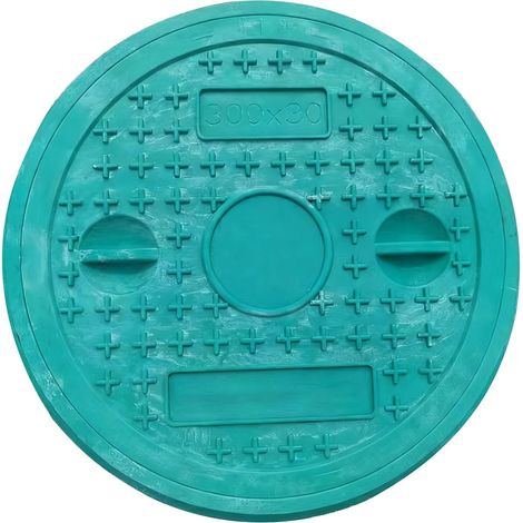 Couvercle de Regard Rond - 1 Unité - Plastique PE Renforcé - Antidérapant avec Base - Jardin et Terrasse - Vert (30 cm) (1/5)
