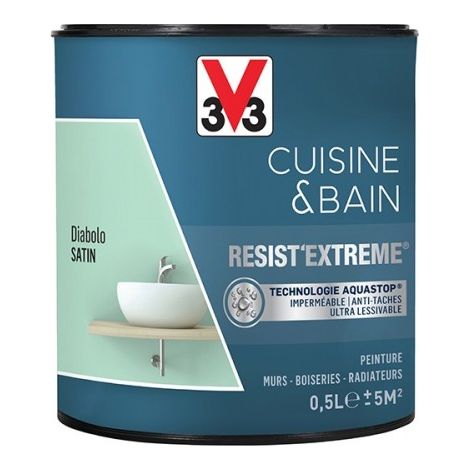 V33 Peinture Cuisine & Bain 'Resist'Extreme' Diabolo Satin 0,5 L