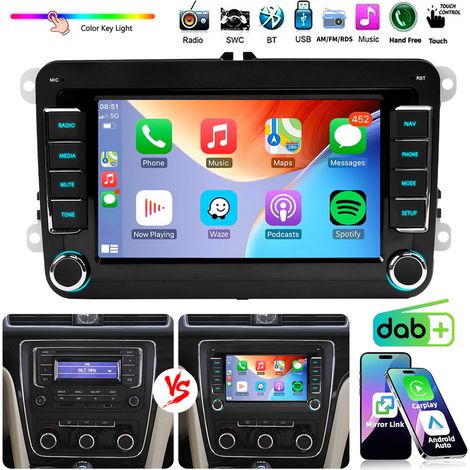 Autoradio DAB+ pour VW Golf 5 6 Plus Touran Caddy Passat Carplay Android Auto RDS SWC BT 5.0 (1/5)