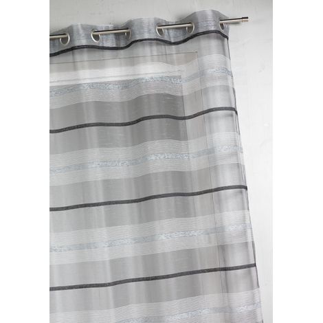Voilage fantaisie à rayures horizontales de différentes tailles Gris clair 140x240 cm