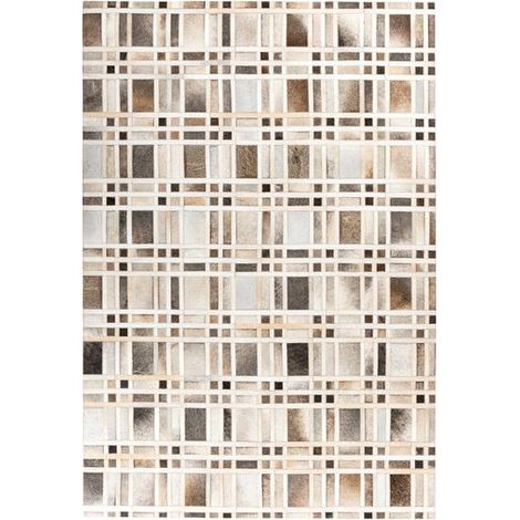 Tapis Fait Main en Cuir "Lavin II" Gris 120 x 170 cm (1/5)