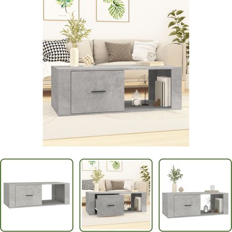 Wohnzimmertisch -  Couchtisch Betongrau 100x50,5x35 cm Holzwerkstoff (1/5)