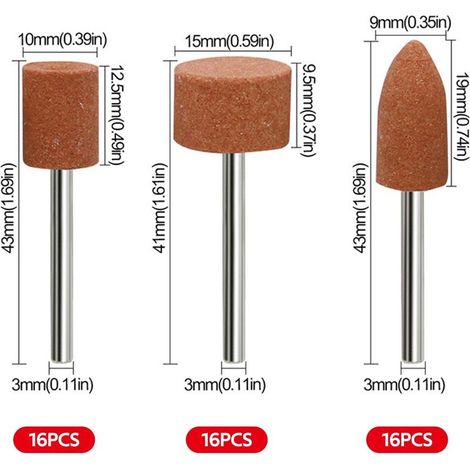 Set mit 48 Korund-Schleifaufsätzen für Dremel, 1/8"-Schaft zum Schleifen, Polieren und Entgraten, geeignet für Edelsteine, Glas, Metall und Holz. (1/5)