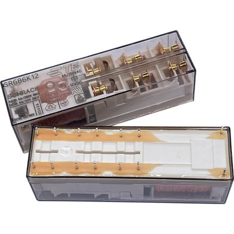 Original imported TE Connectivity SR6B6K12 elevator safety relay, 12V DC, 8A, 14 pins (four open, two closed)